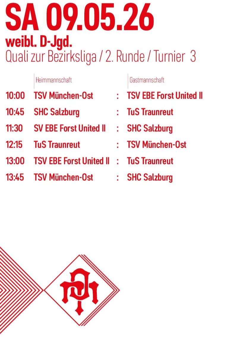 .. und weiter gehen die Qualifikationen: Morgen spielen unsere M&auml;dels aus der weiblichen-D um die Bezirksliga.   Kommt in die Halle in der Orleansstra&szlig;e und feuert sie flei&szlig;ig an!  ❤️🤍 Erster Spielbeginn ist um 10:00 Uhr   Wir w&uum
