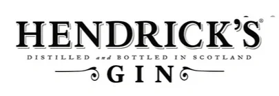 Hendrick's Gin logo with text indicating it is distilled and bottled in Scotland.