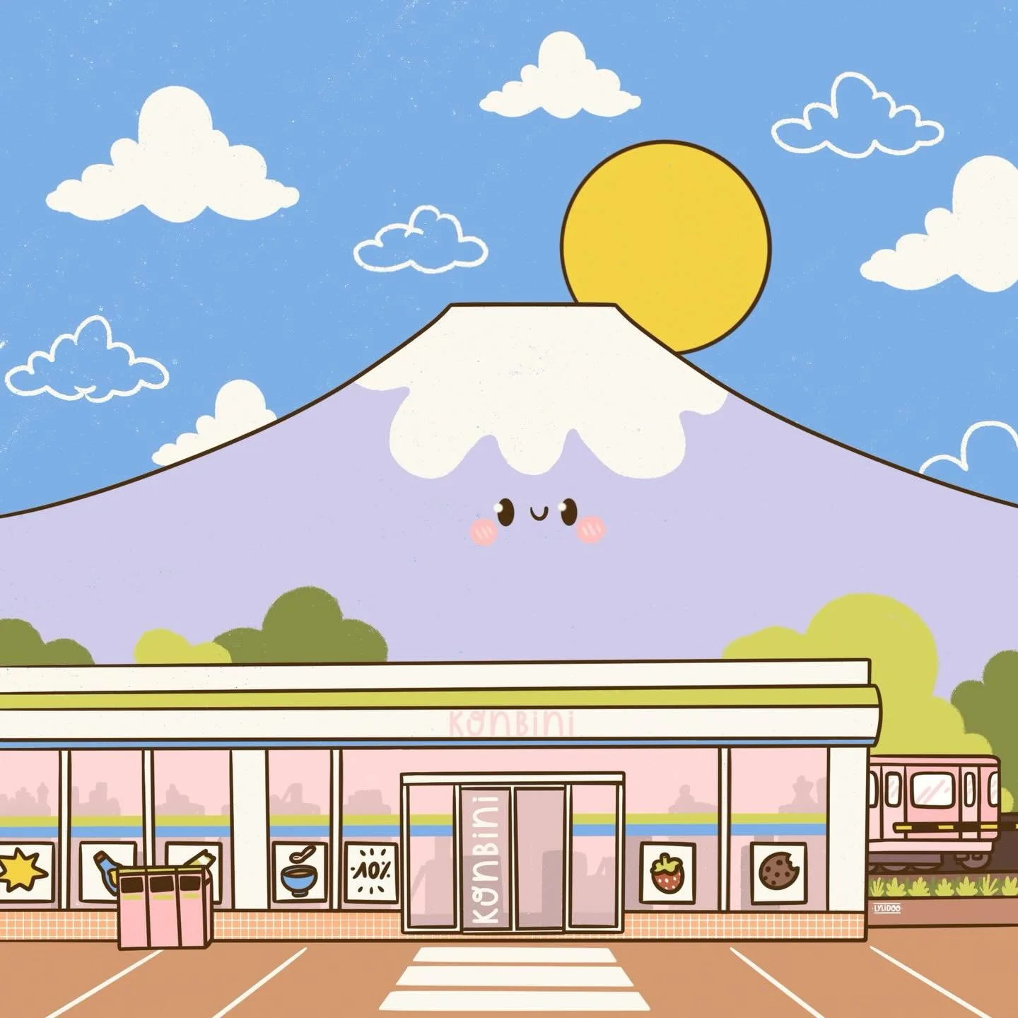 Voici la premi&egrave;re illustration de la s&eacute;rie que j&rsquo;ai r&eacute;alis&eacute; pour mon exposition chez @kitsune.burgers 🗻
Elle est disponible en tirages limit&eacute;s de 5 exemplaires, au restaurant !
.
.
.
#fuji #kawaii #print