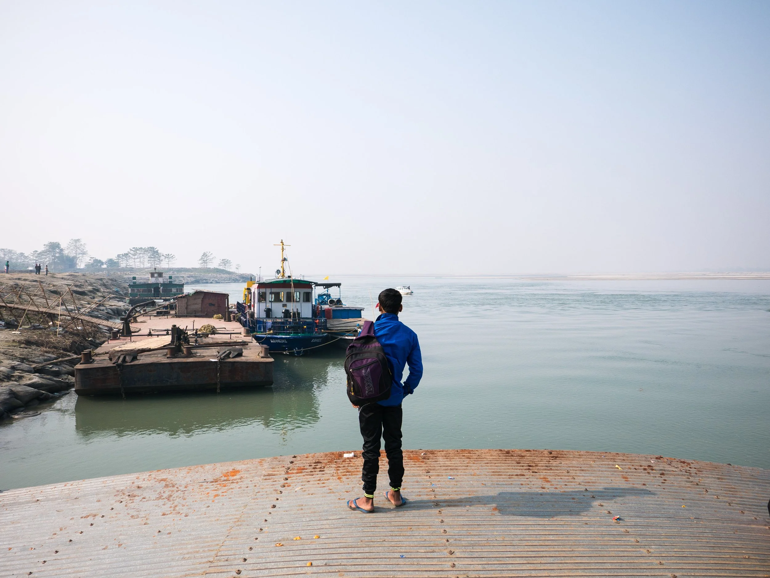 Assam car ferry across Brahmaputra River, India, 2016