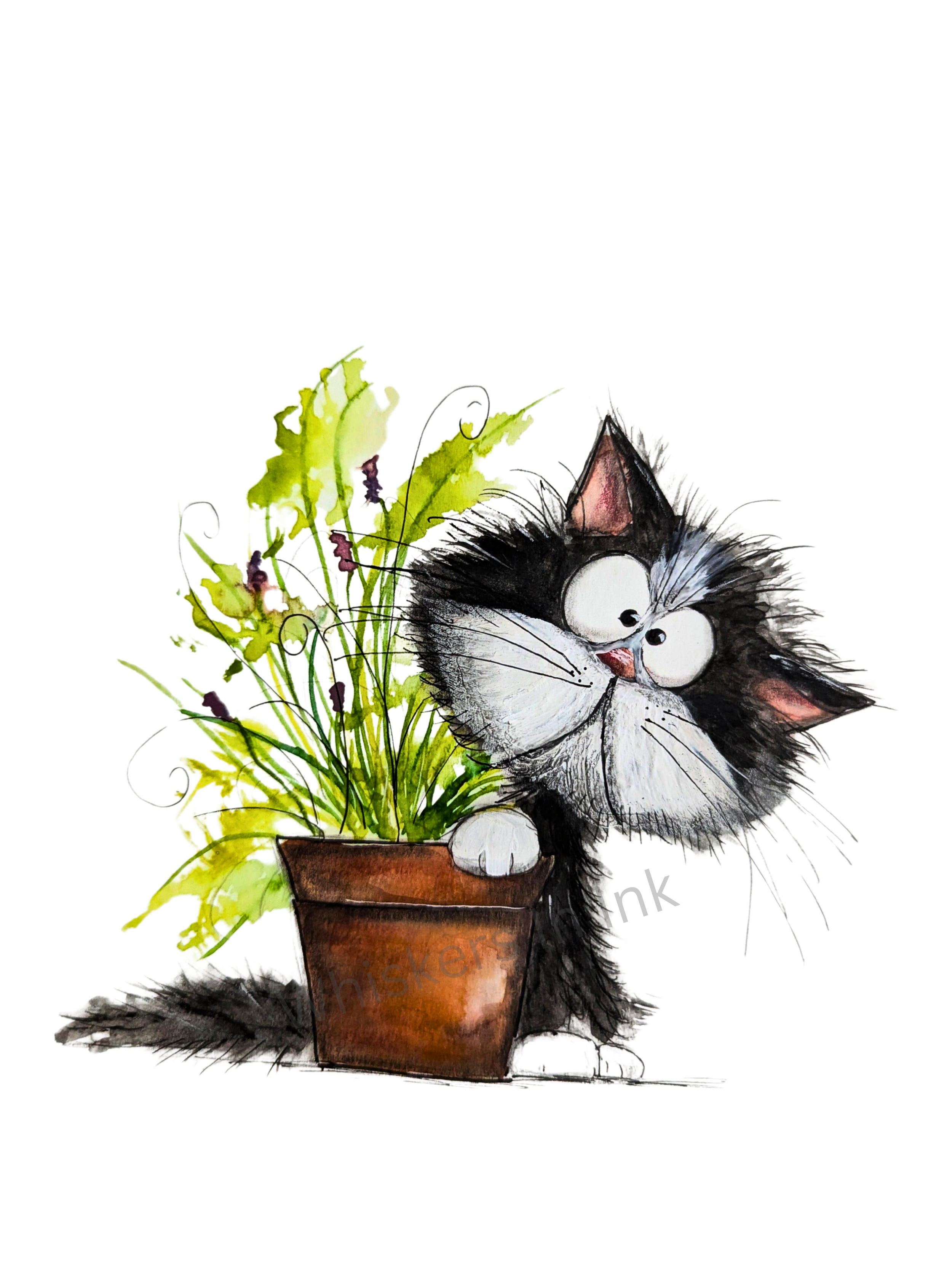 Kitty and the Fuzzy Fern - I know it looks like I was chewing leaves, but. . . 