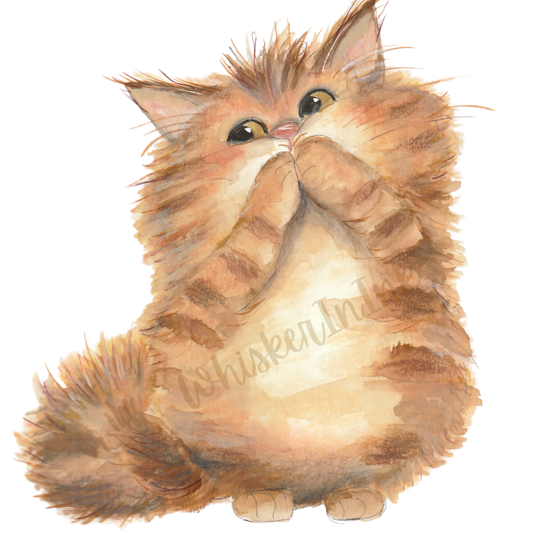 Cute Kitty- I used more watercolor and pastels in this one.