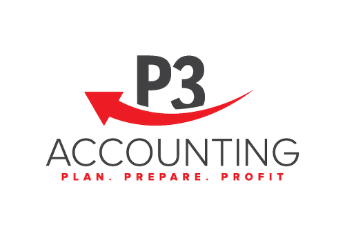 Logo for P3 Accounting with the tagline 'Tax, Prepare, Profit'.