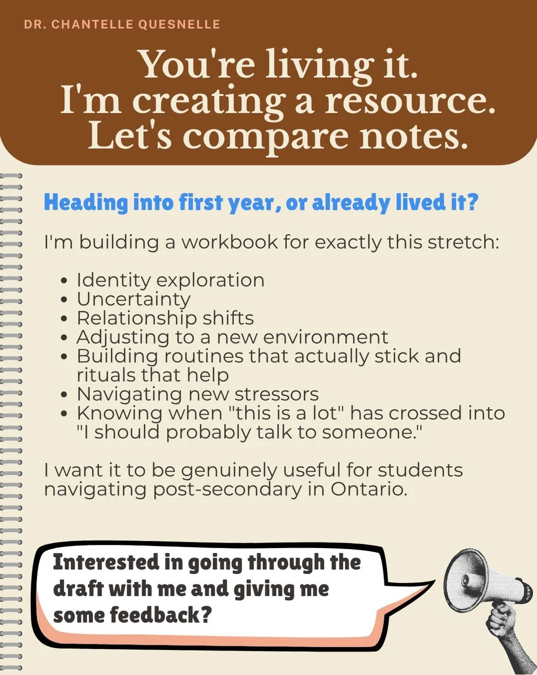 You&rsquo;re living it. I&rsquo;m creating a workbook. Let&rsquo;s compare notes :)

I&rsquo;m building a workbook for students navigating the transition to post-secondary in Ontario. I want it to be genuinely useful (not something that gets left beh