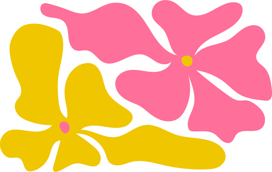 Wild Light Garden Collective's logo, consisting of a pink flower and a yellow flower.