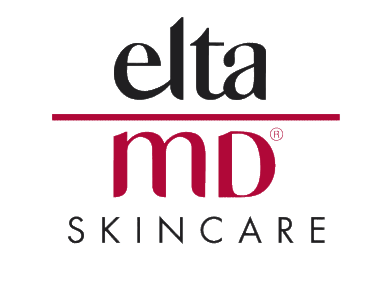 Logo for EttaMD Skincare with black background, words in gray, maroon, and white text.