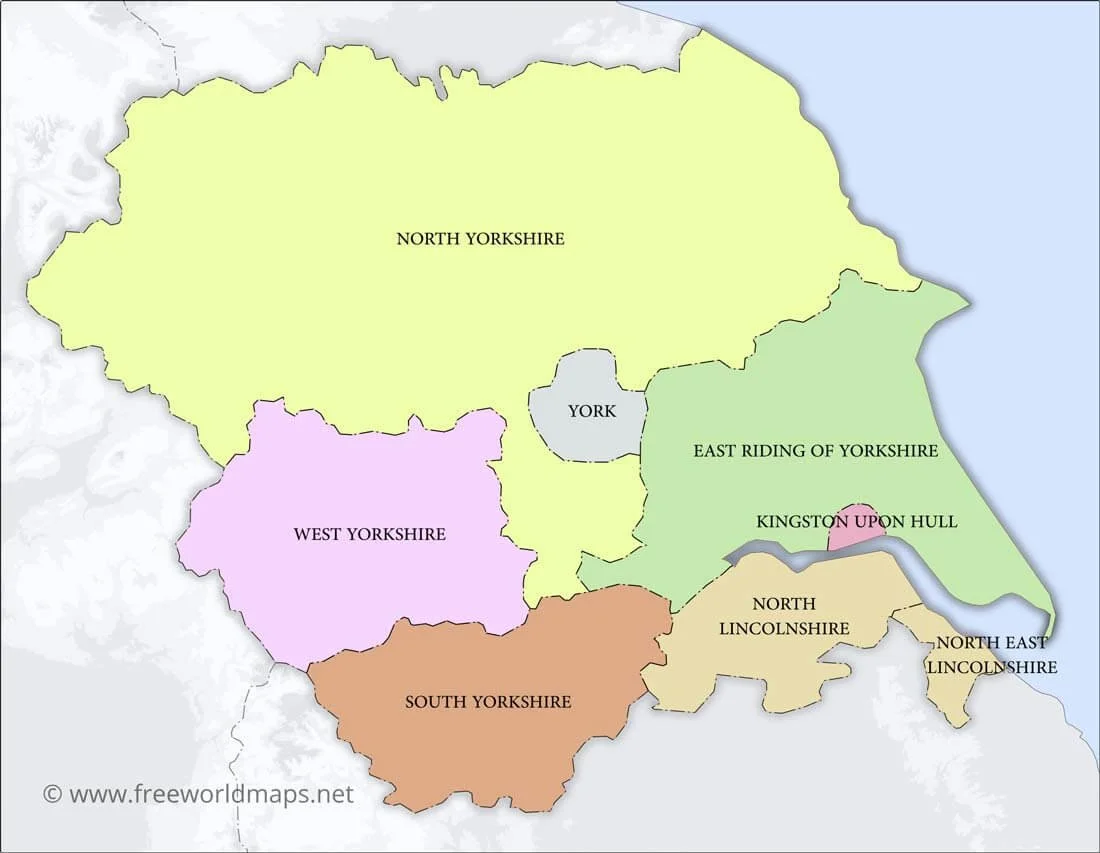 An image of the counties of Yorkshire.