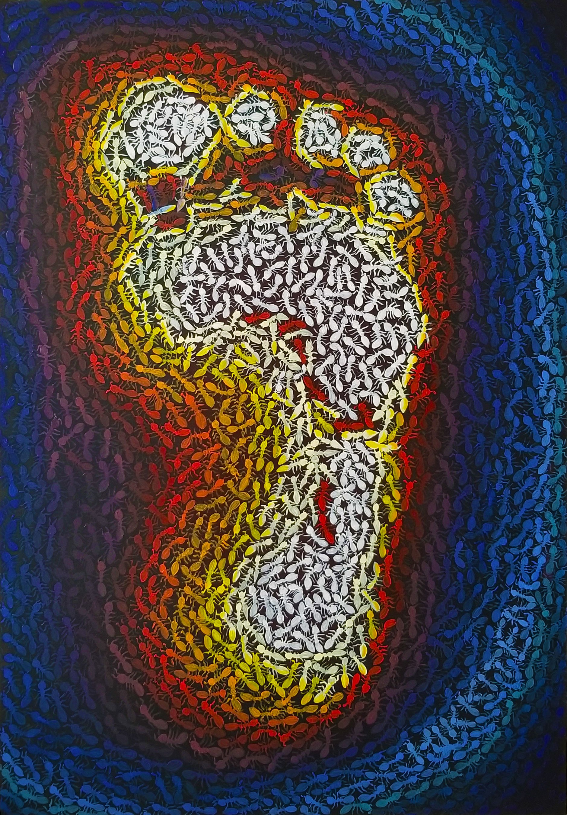 ants v.s. humans, new painting for the new year of 2022. Inspired by the ants trilogy books by Bernard Werber. Can you spot my signature in the painting?