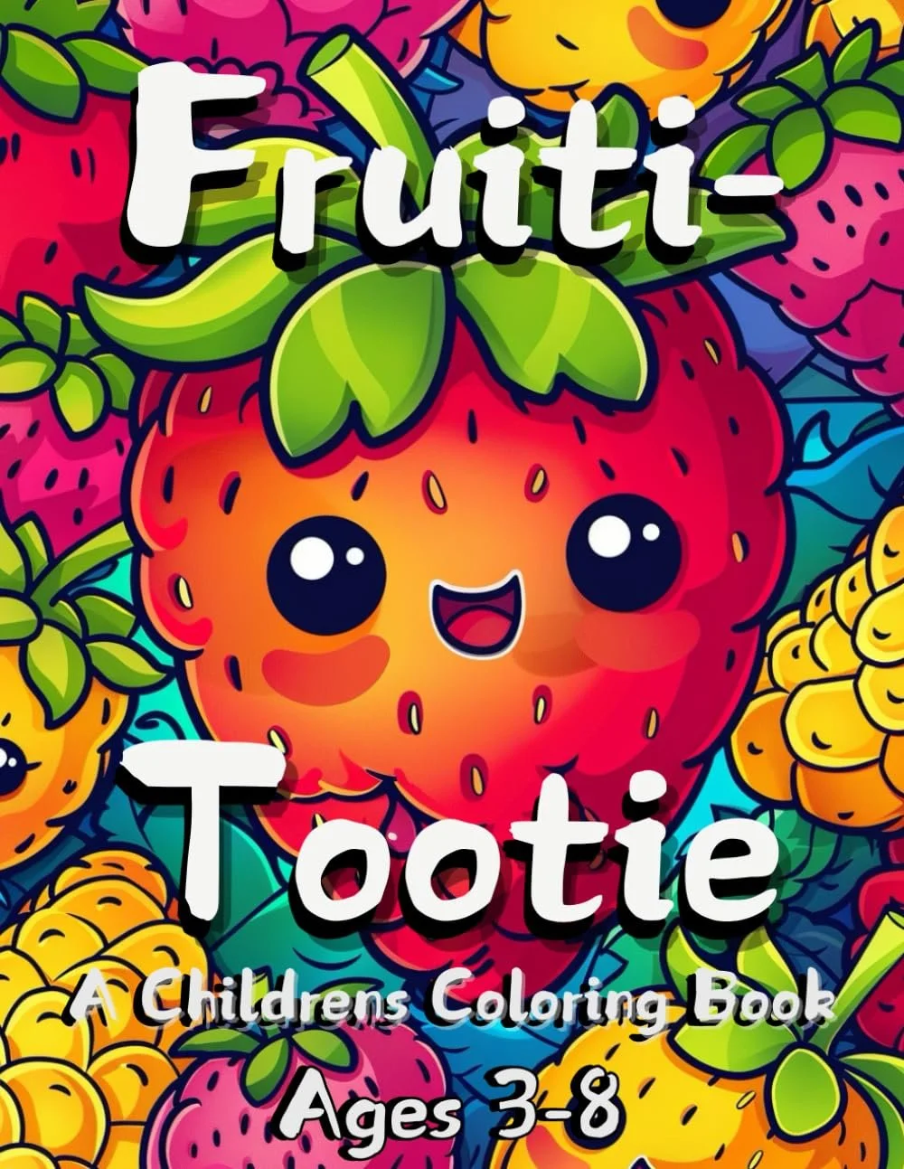 This delightful children's coloring book is packed with cute, kawaii-style fruit characters, perfect for young artists. Featuring happy little apples, smiling strawberries, and playful pineapples, Fruit Tootie encourages creativity and imagination wi