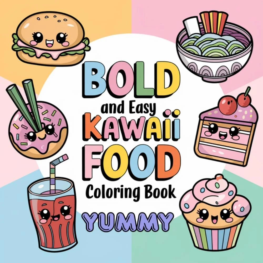 Discover the sweetest way to relax with Bold and Easy Kawaii Food Coloring Book Yummy! This adorable collection is packed with playful food characters, big bold outlines, and easy-to-color pages that bring joy to artists of all ages.

Perfect for kid