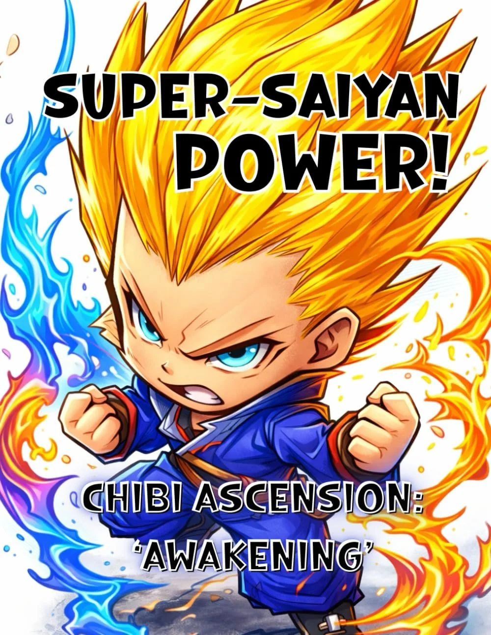 Super-Saiyan Power: A Chibi Ascension "Awakening": An Anime-Inspired Chibi Action Coloring Book with Epic Power Transformations and Fantasy Warrior Designs