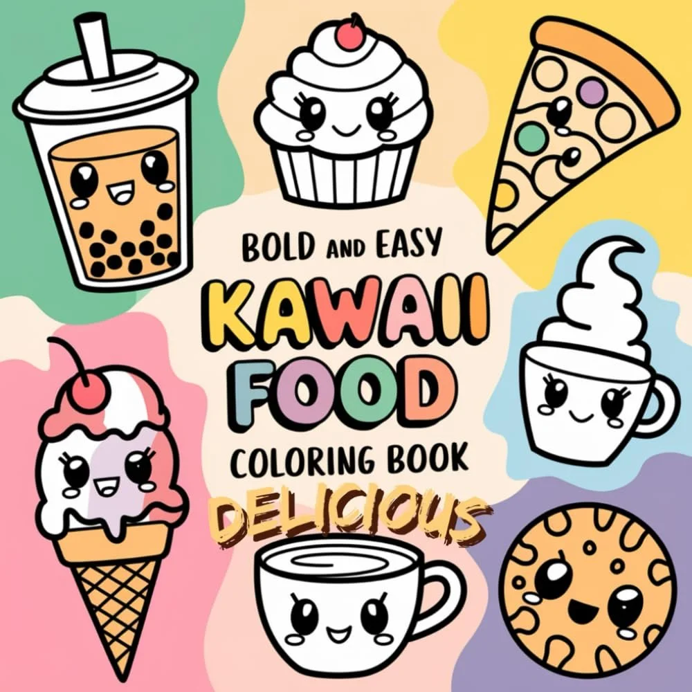 Discover the sweetest way to relax with Bold and Easy Kawaii Food Coloring Book Delicious! This adorable collection is packed with playful food characters, big bold outlines, and easy-to-color pages that bring joy to artists of all ages.

Perfect for