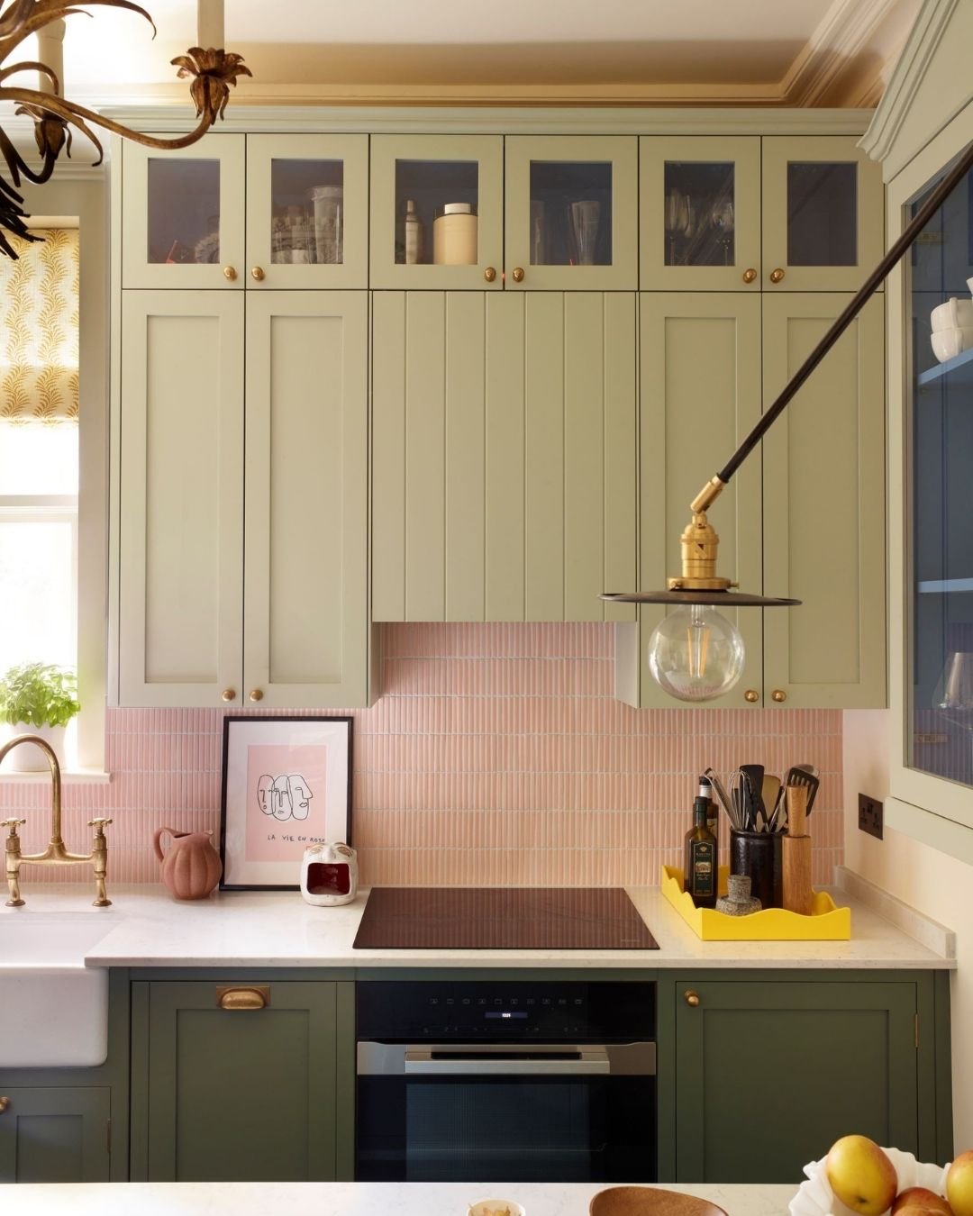 Working with a Interior Designer, the Farnham Furnishers team transformed a Battersea duplex kitchen into a unique, handmade and hand-painted space with genuine character and charm.

Silestone Lagoon worktops, a Shaw's butler sink, Perrin and Rowe ta