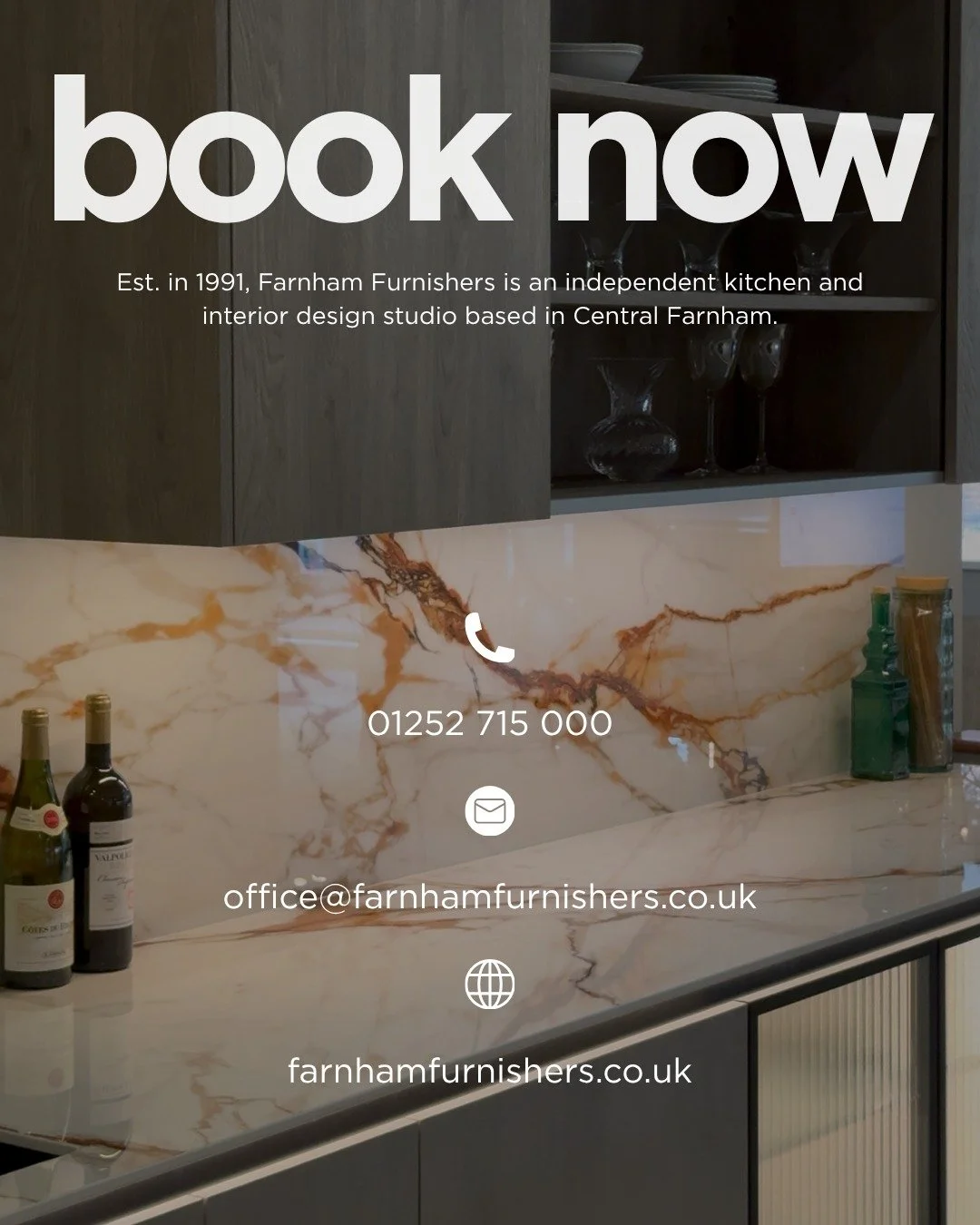 If a new kitchen has been on your mind, this is the time to start the conversation.

Farnham Furnishers is an independent kitchen and interior design studio, established in 1991 and based in central Farnham. Our showroom is open throughout the weeken