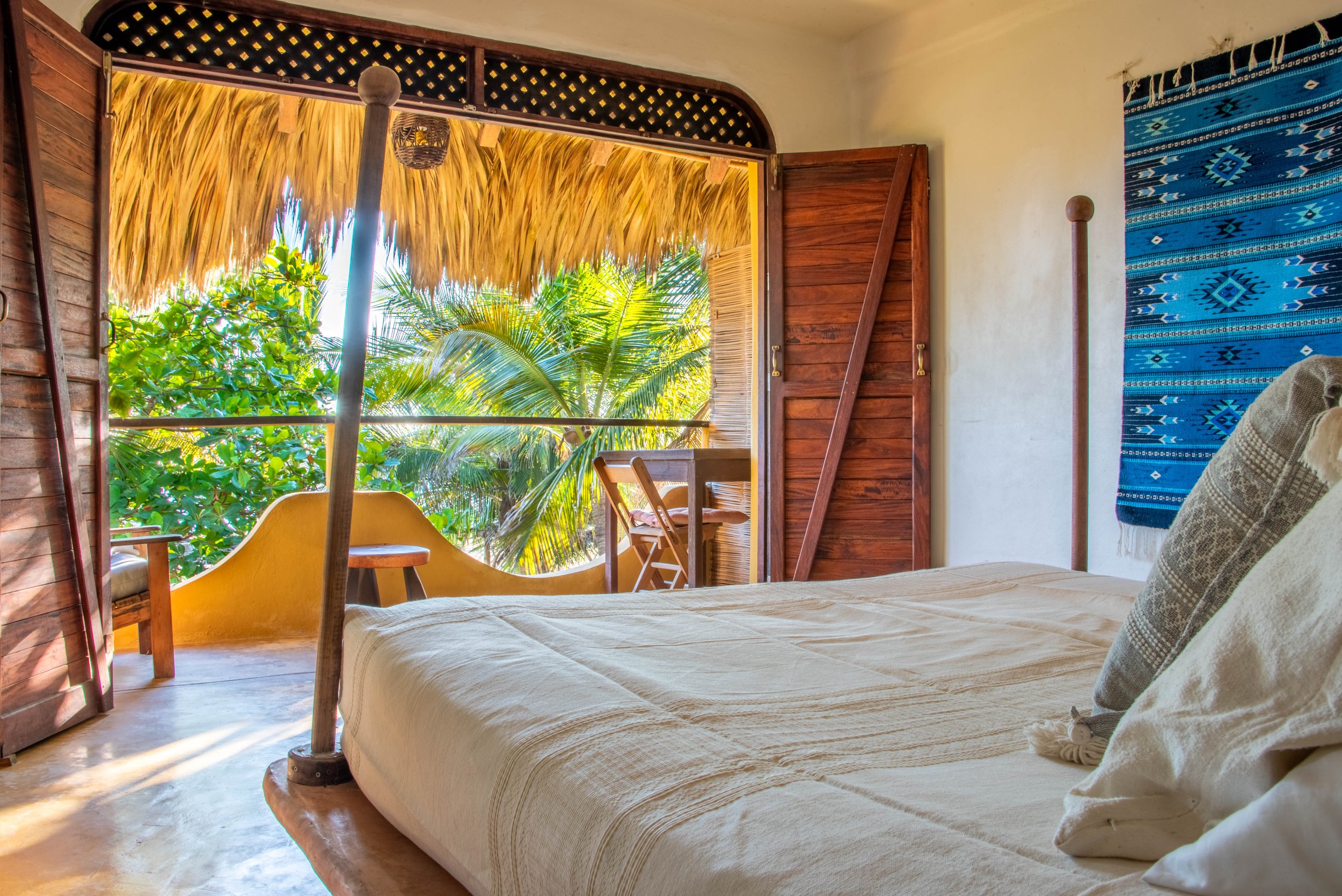 Bedroom of Suite II at oceano vacation rental in San Agustinillo in Oaxaca Mexico.