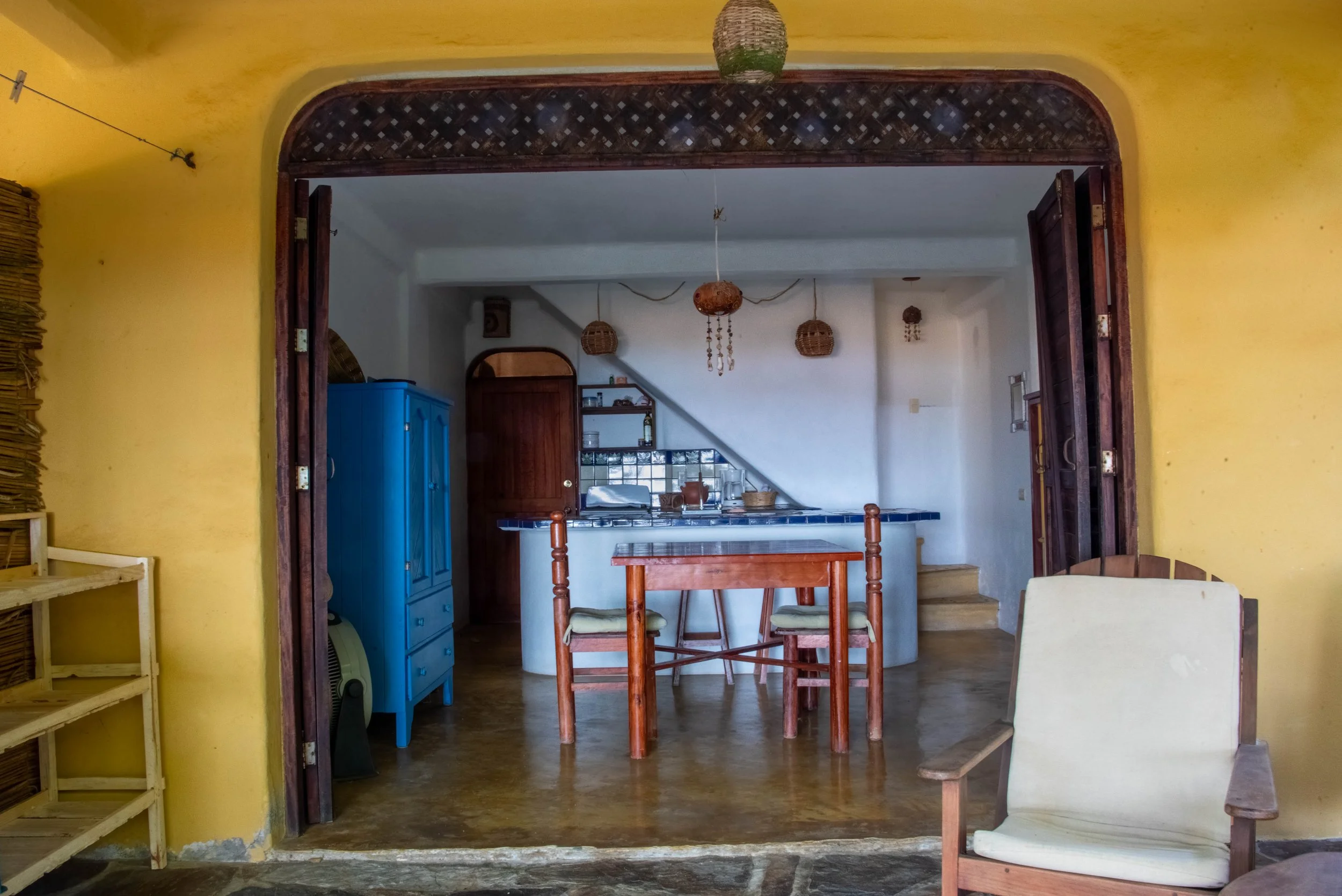 Dining area of Suite II at oceano vacation rental in San Agustinillo in Oaxaca Mexico.