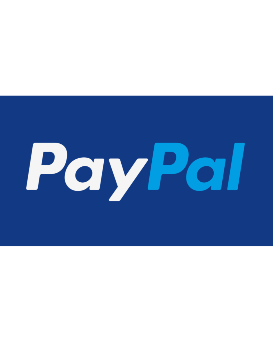 PayPal logo with white and blue text on a dark blue background.