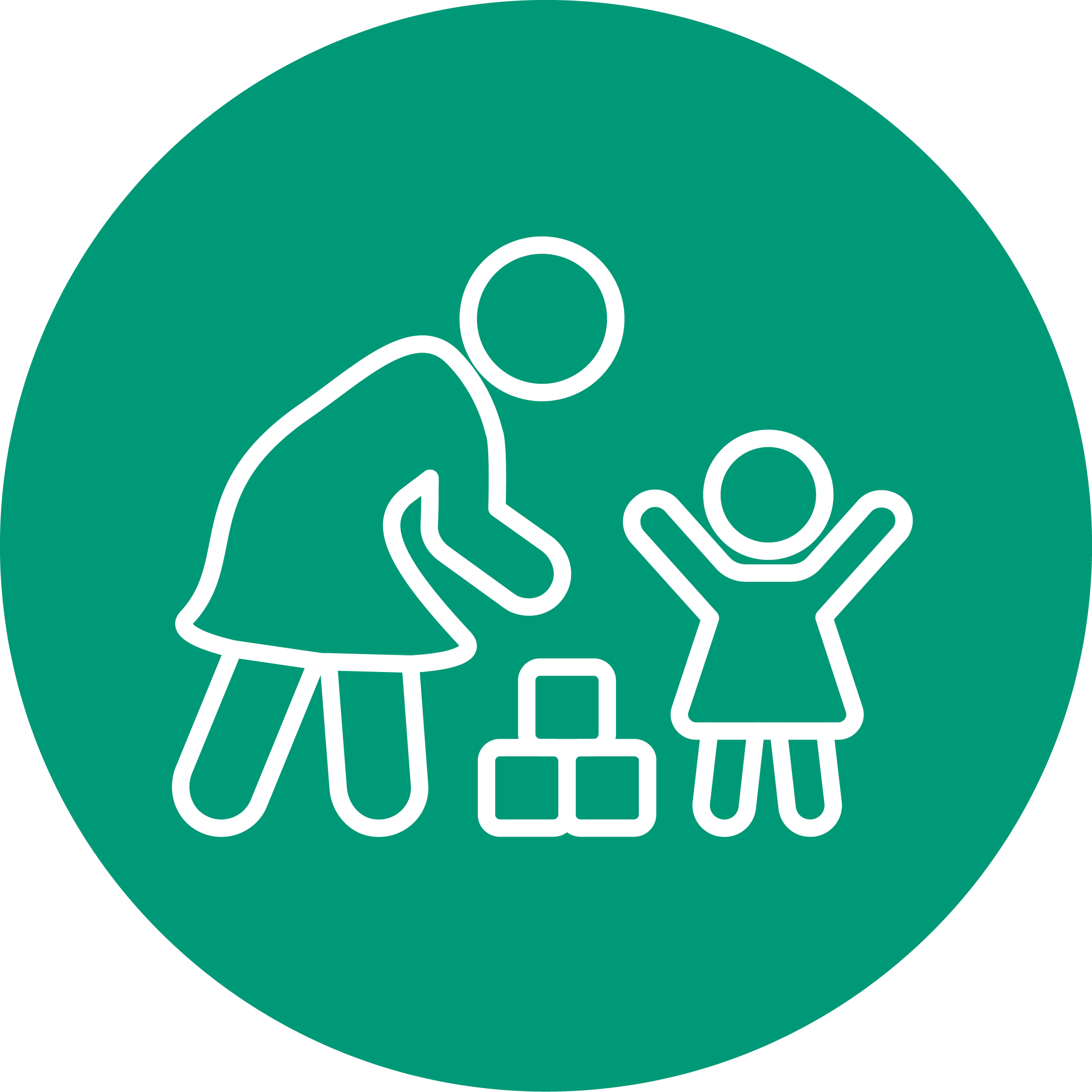 Icon of an adult and a child playing together with blocks.