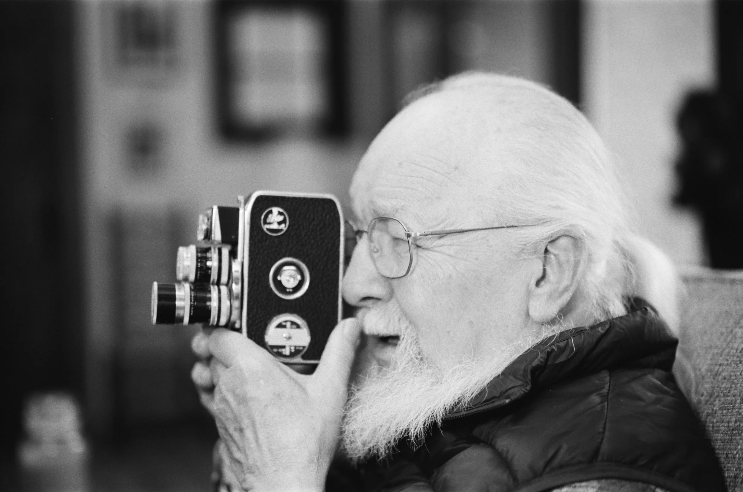 Lenny with his Bolex Double 8 movie camera. 