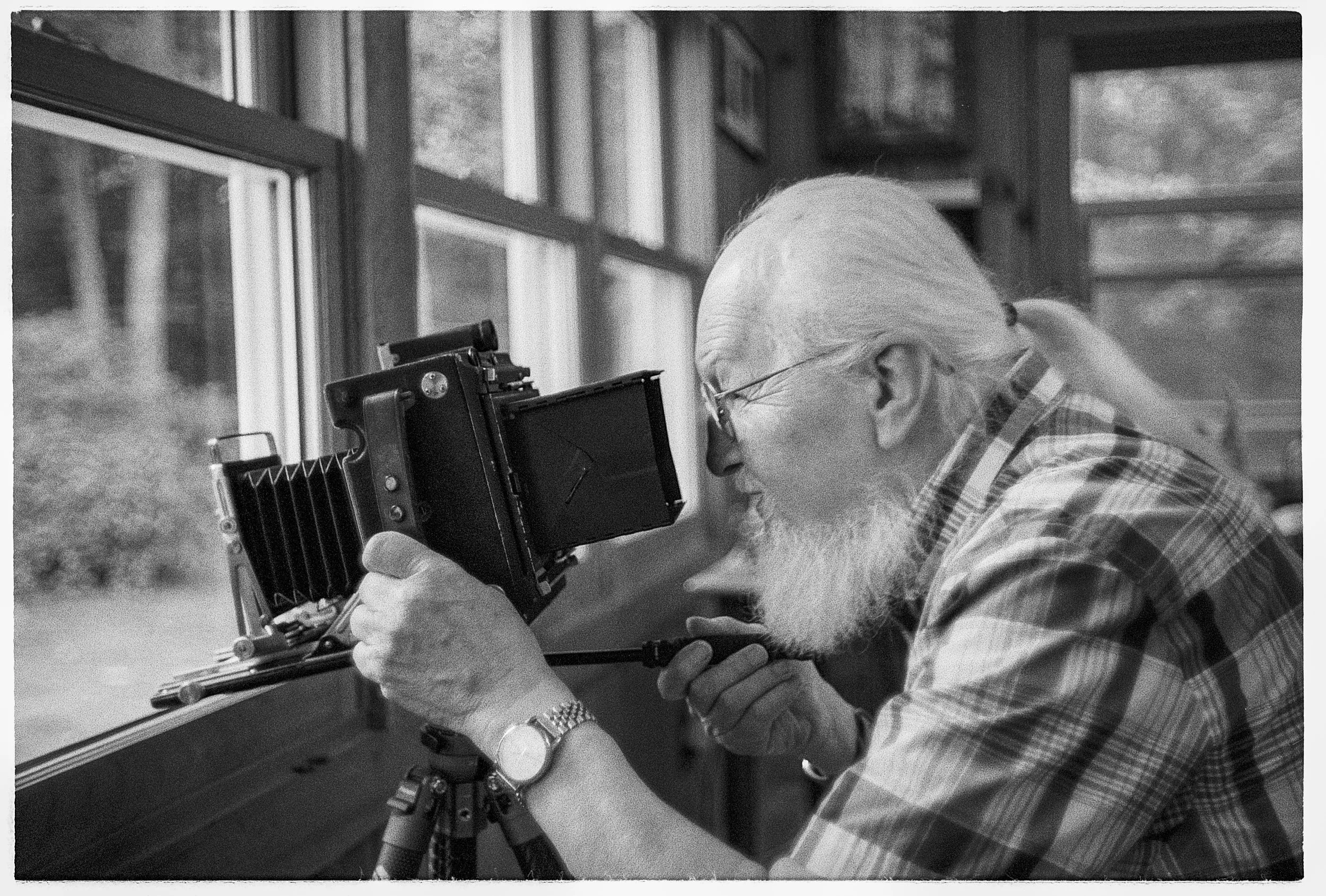 This is Lenny with his 4x5 Speed Graphic camera.  One day while visiting him, I fixed the shutter mechanism, viewfinder and cleaned it up.  