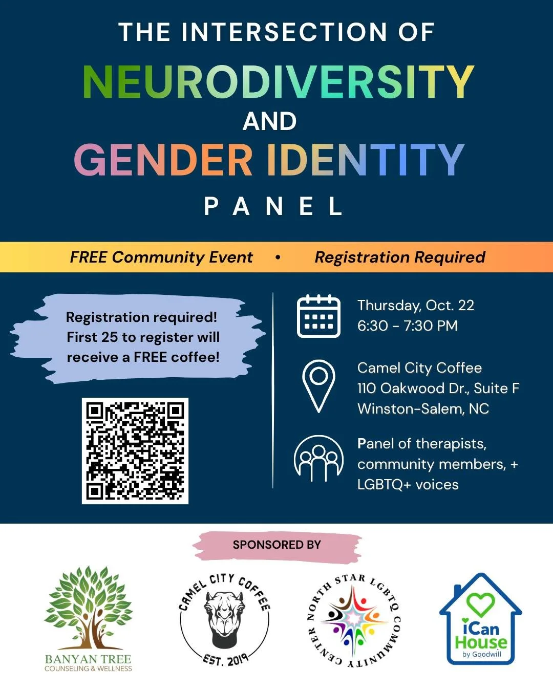 Join us next month for a meaningful conversation on the intersection of neurodiversity and gender identity 💬

We&rsquo;ll be gathering @camelcitycoffee to hear from therapists, community members, and LGBTQ+ voices as they share real experiences, ins