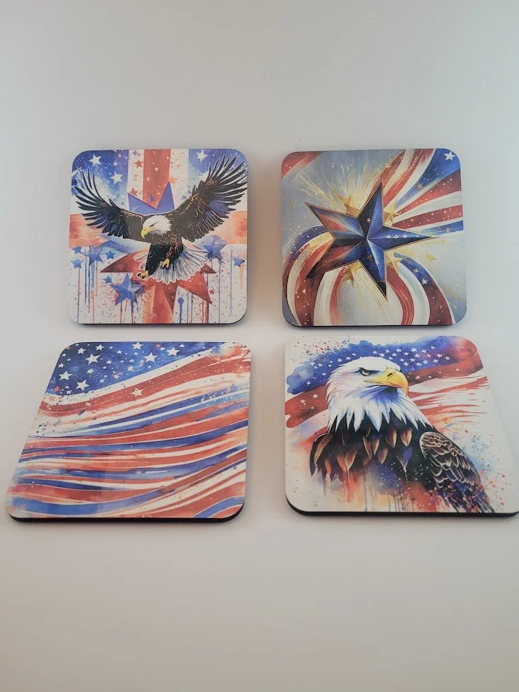 Patriotic painted Coaster set
