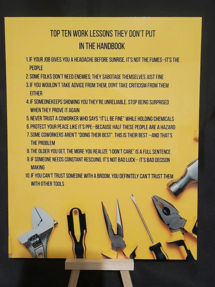 “Top Ten Work Lessons They Don’t Put in the Handbook” – 8×10 Metal Print