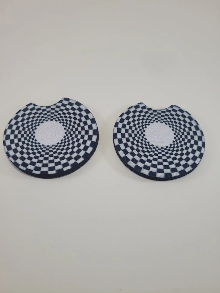 Black & White Optical Illusion Car Coaster Set (2‑Pack)
