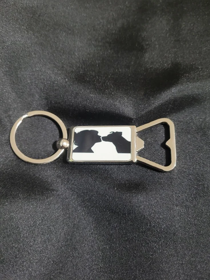 Dog & Person Silhouette Keychain Bottle Opener