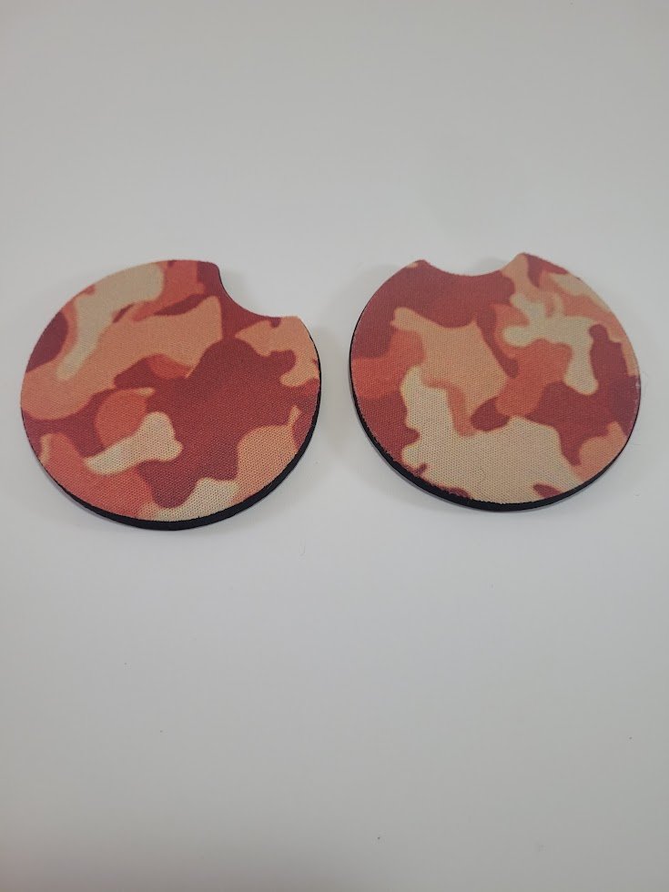 Red Camo Car Coaster Set (2‑Pack)