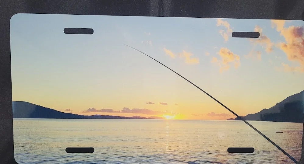 Sunset Fishing License Plate