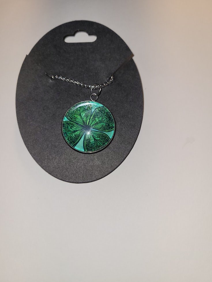 Celtic Swirl Green Glass Pendant Necklace