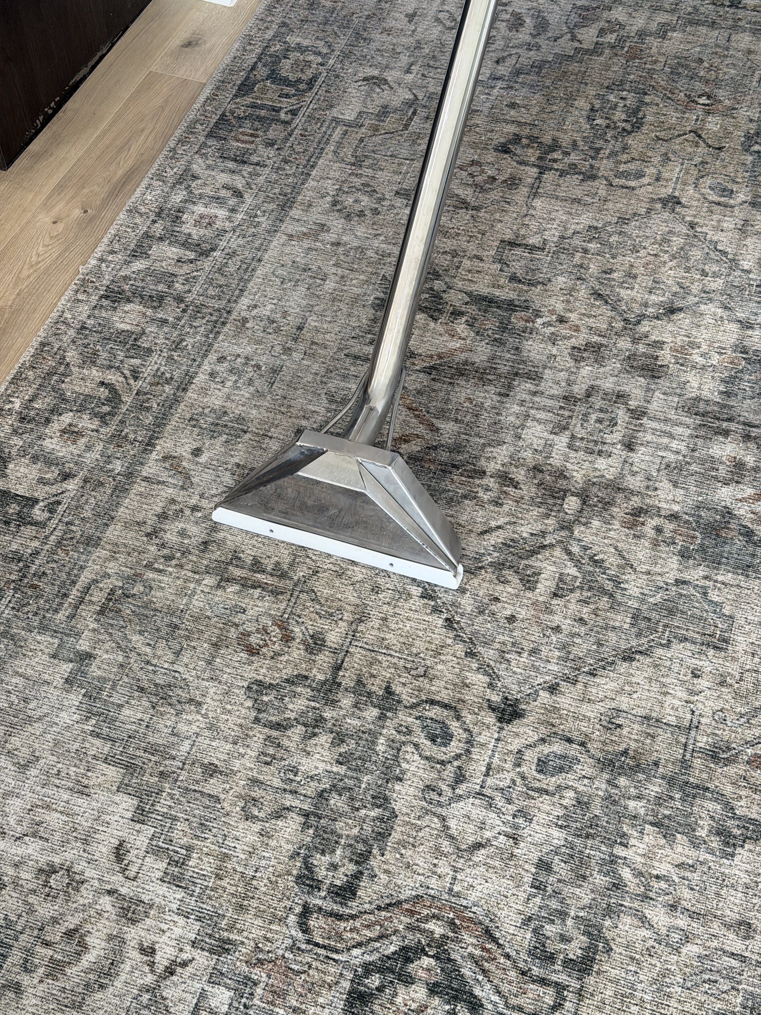 Carpet cleaning extractor used on a cotton rug