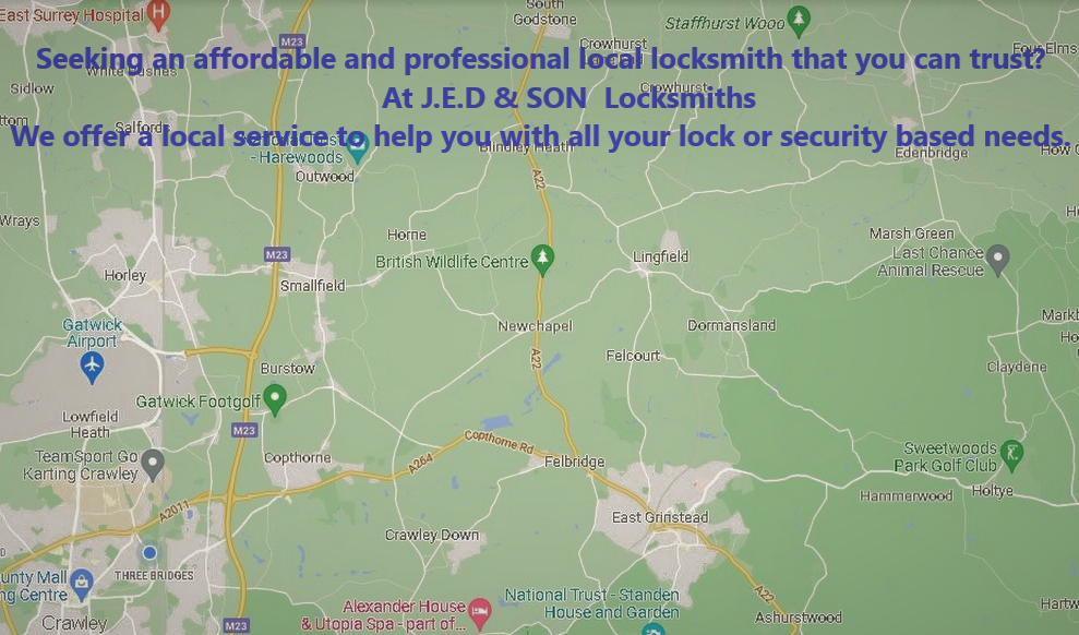 Crawley Down, Copthorne, Horley, local map