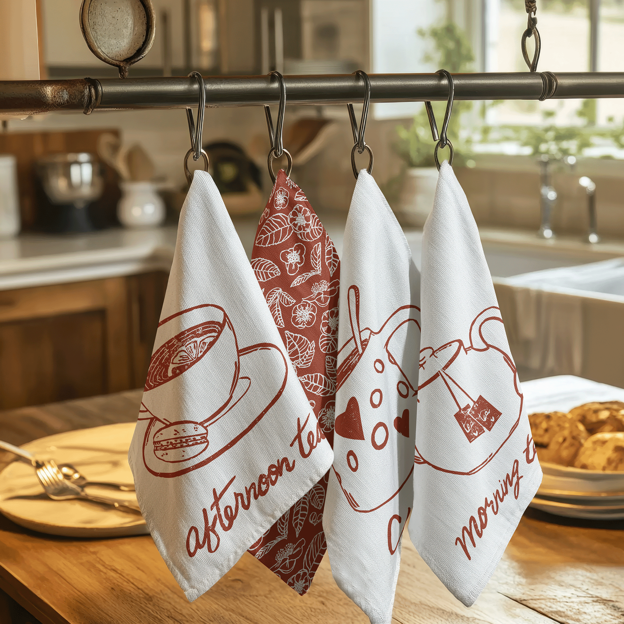 blockprinted tea towels