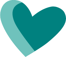 Two-tone teal heart symbol