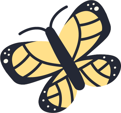 Yellow and black butterfly with patterns on wings