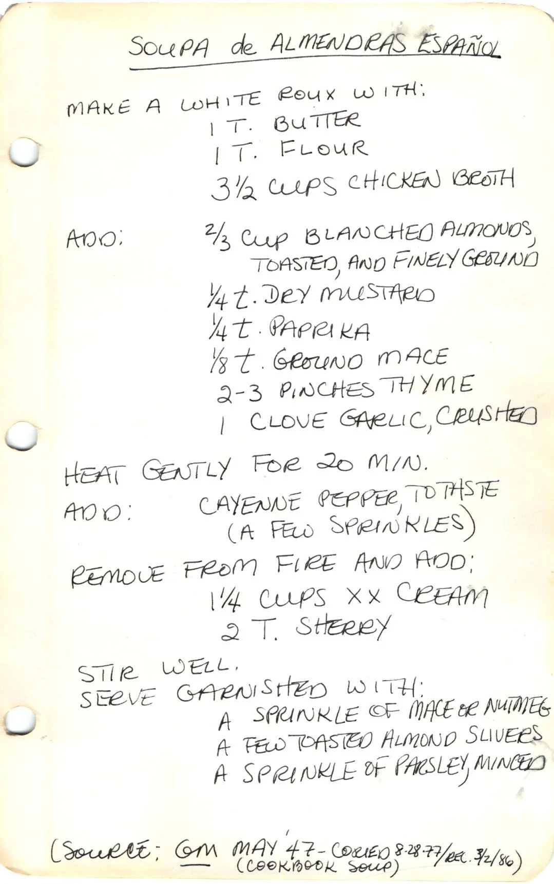 Soupa de Almendras (Español)