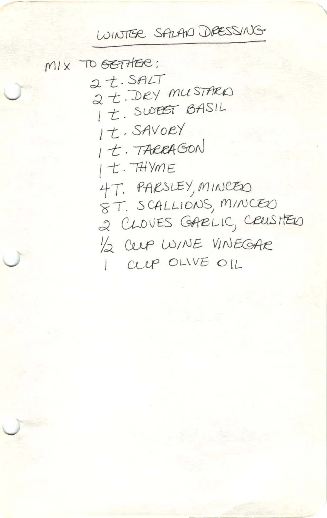 Winter Salad Dressing