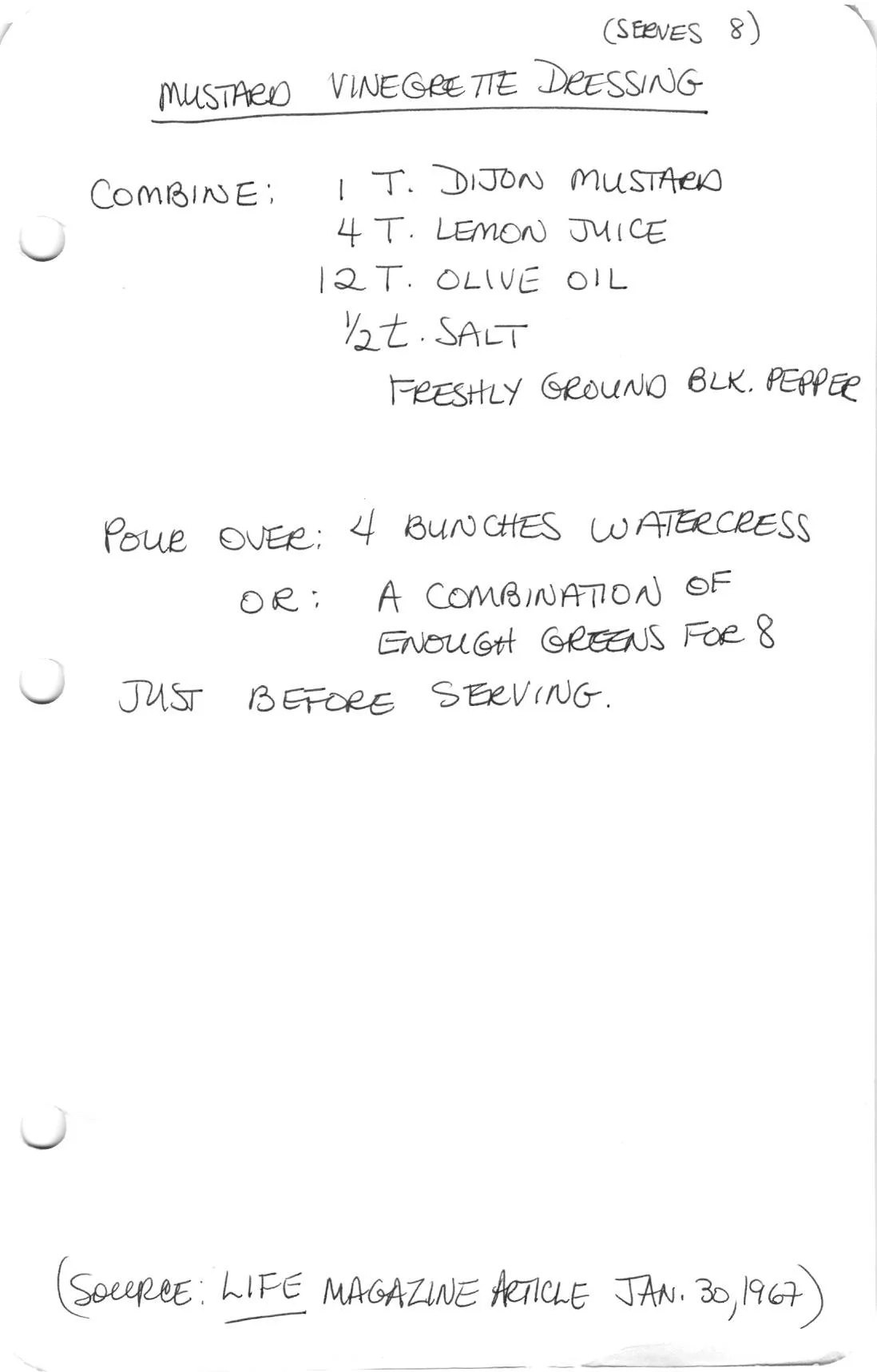 Mustard Vinegrette Dressing