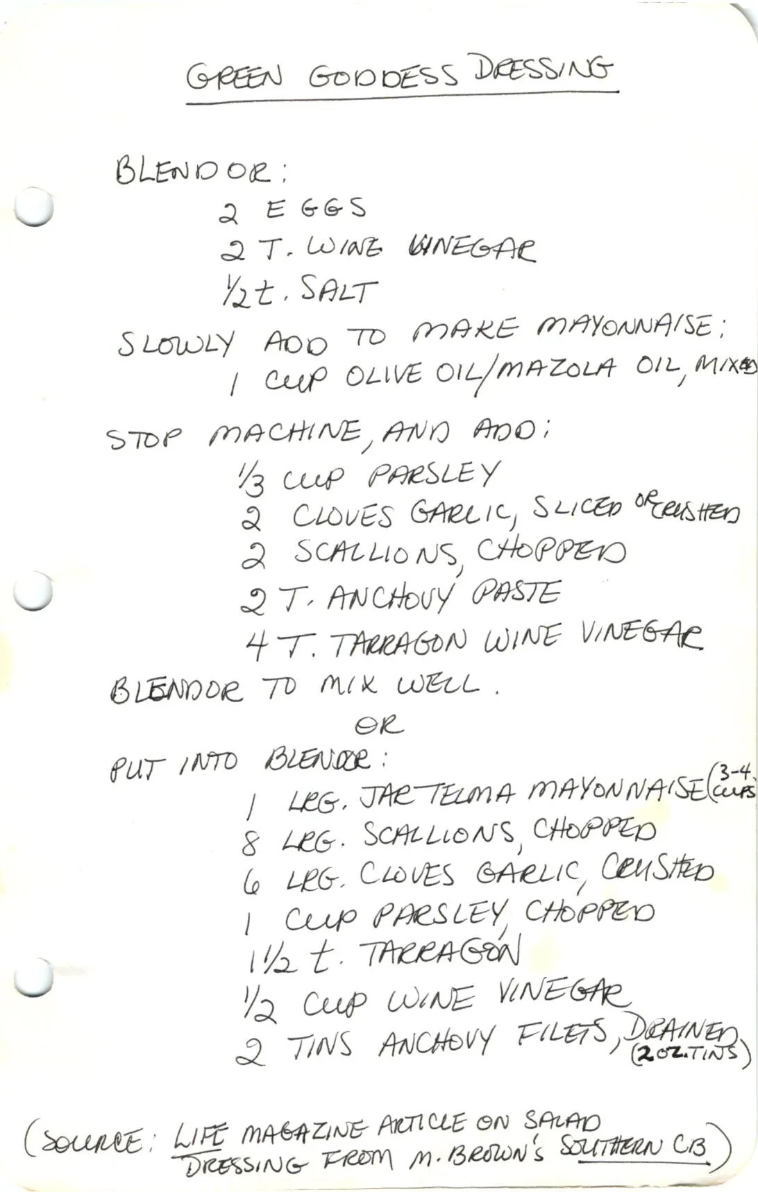 Green Goddess Dressing