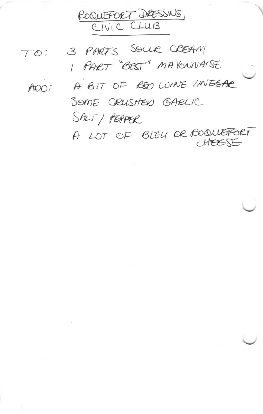 Roquefort Dressing