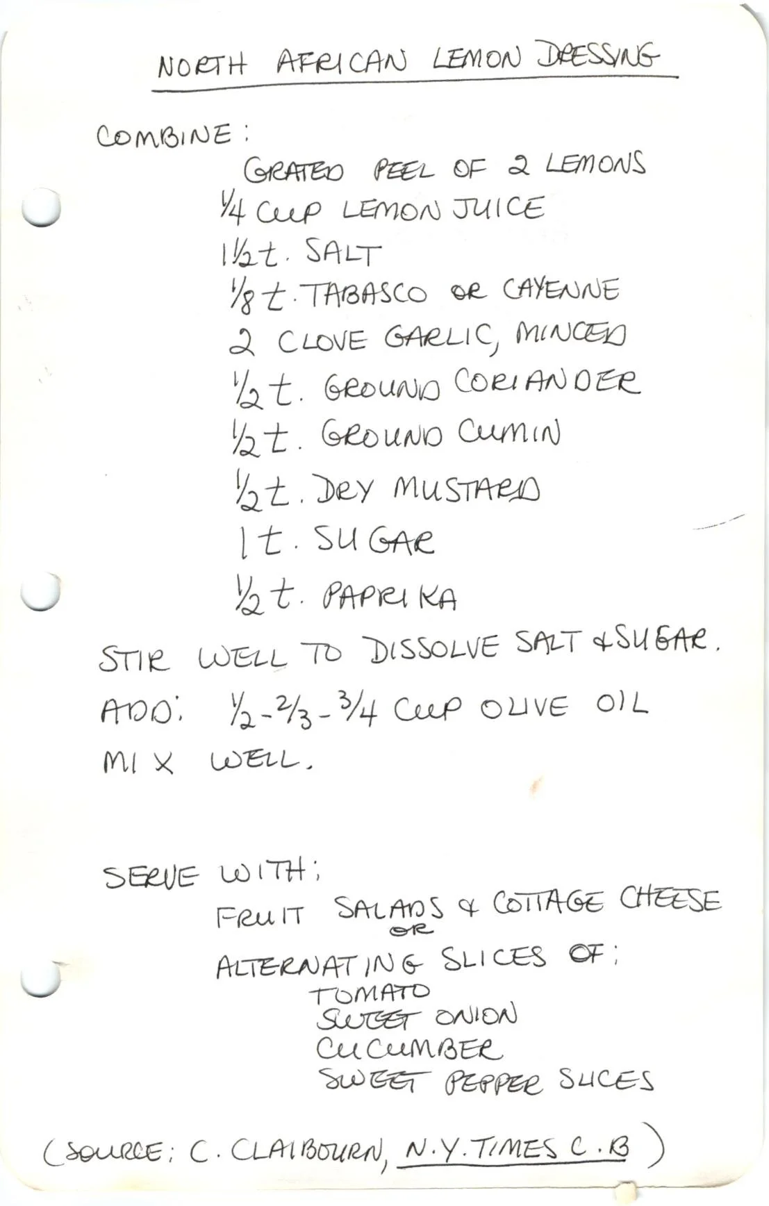 North African Lemon Dressing