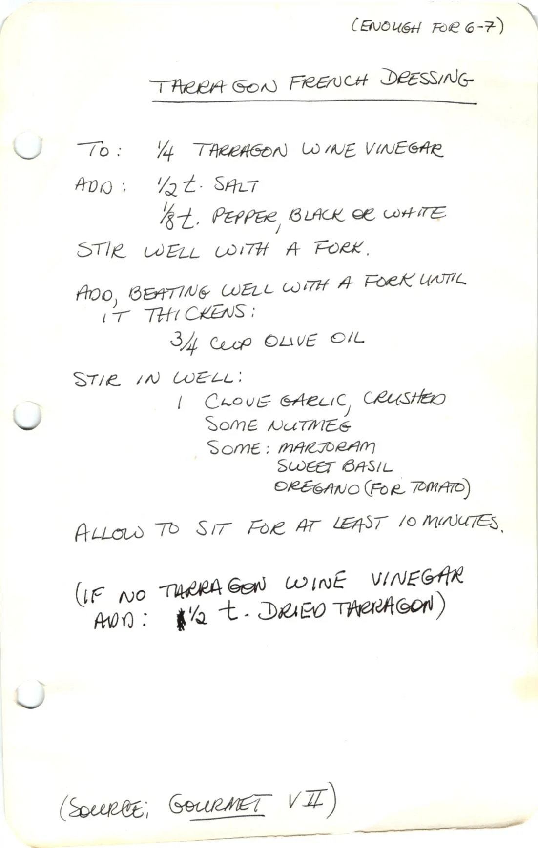 Tarragon French Dressing