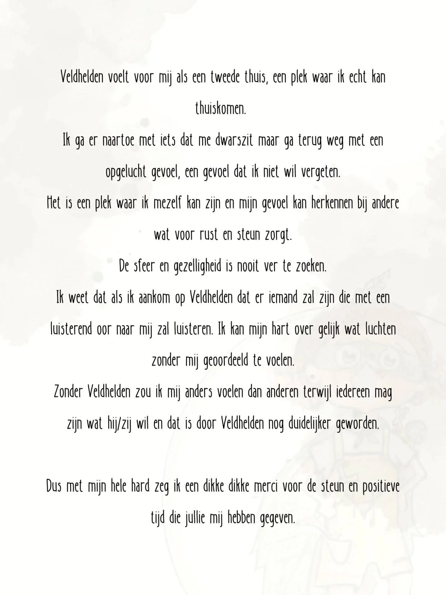 Warme woorden van &eacute;&eacute;n van onze jongeren

Een kleine inkijk in wat Veldhelden voor haar betekent. 

Wat ongelooflijk fijn om deze woorden te ontvangen. 🔥🥰💪
