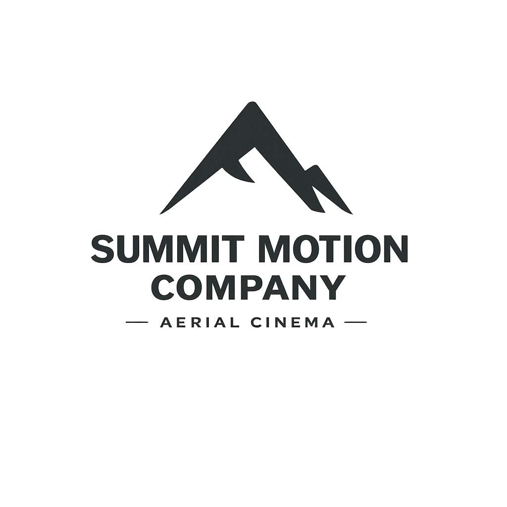 Logo for Summit Motion Company featuring a stylized mountain peak and the text 'Summit Motion Company' with 'Aerial Cinema' below.