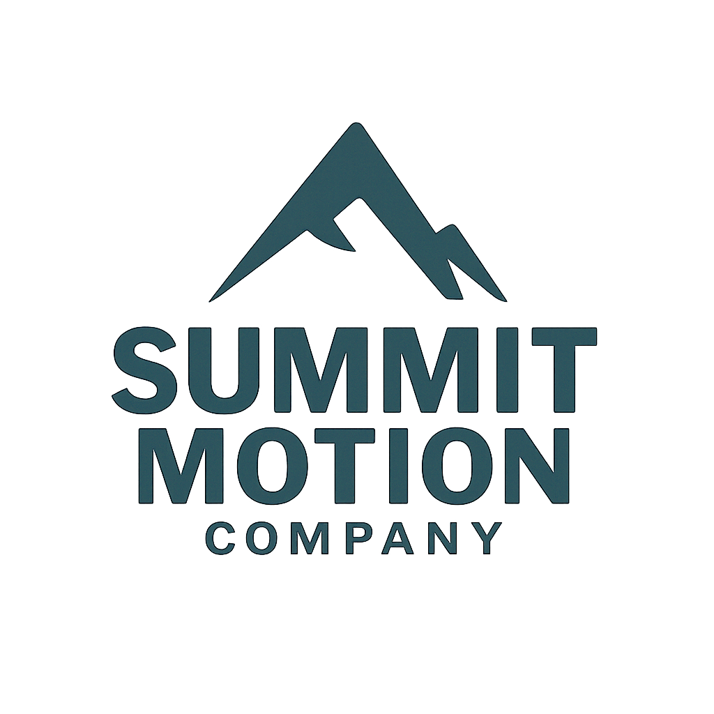 Logo of Summit Motion Company featuring a mountain graphic above the company name.