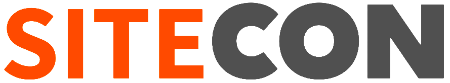 Logo of SITECON with the text 'SITE' in orange and 'CON' in dark gray.