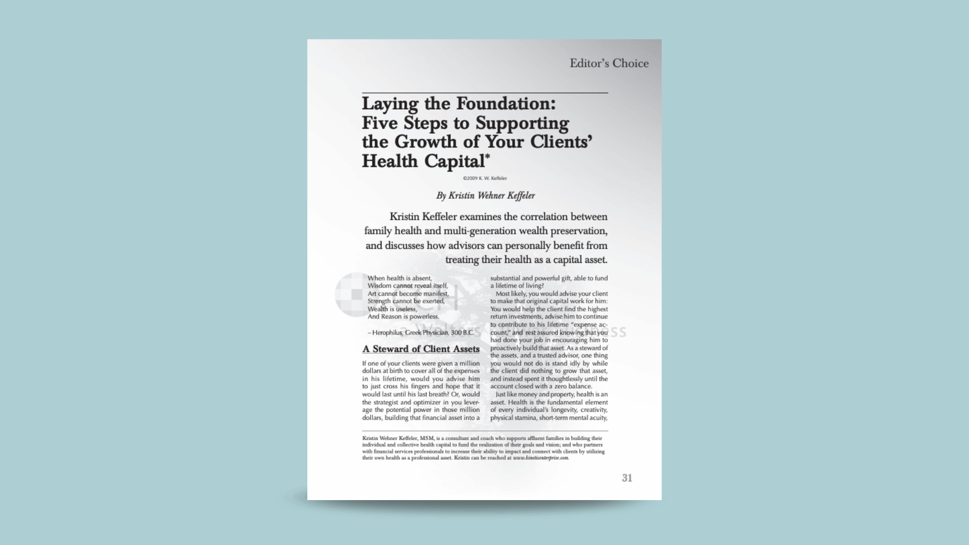 Laying the Foundation: Five Steps to Supporting the Growth of Your Clients’ Health Capital*