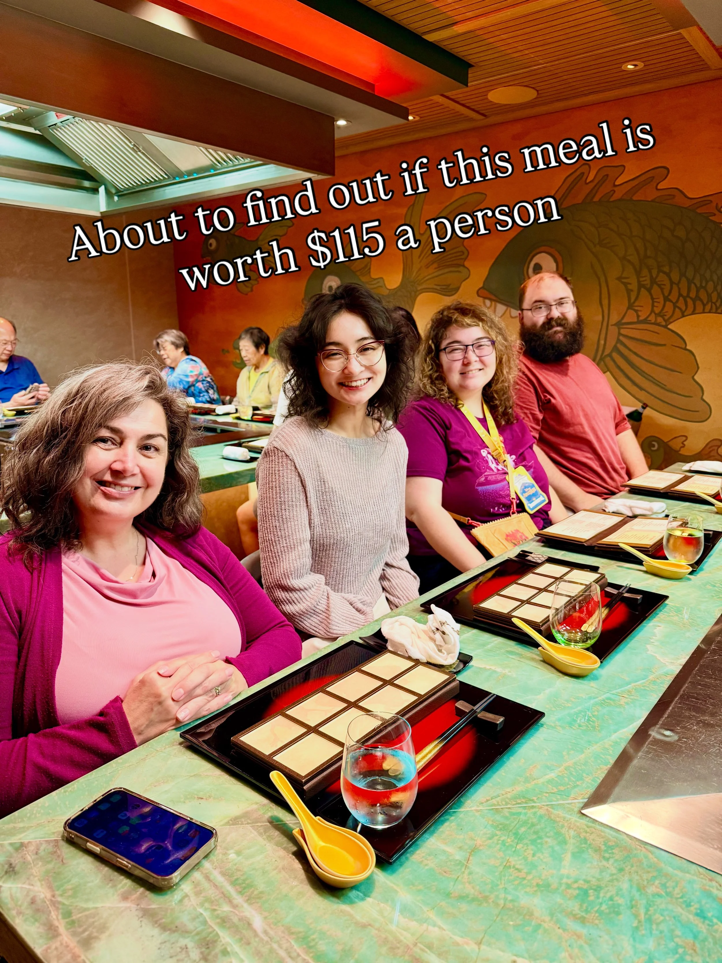 Five of us, eight courses, and the question on our minds: is $115 a person worth it on a cruise ship?

Mike and Sulley&rsquo;s Flavors of Asia on the Disney Adventure. The teppanyaki room here is the Monsters Inc. version of the Harryhausen&rsquo;s r